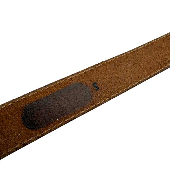 Vintage 90s Furla Brown Lizard Embossed Leather Brass Buckle Belt main image 7